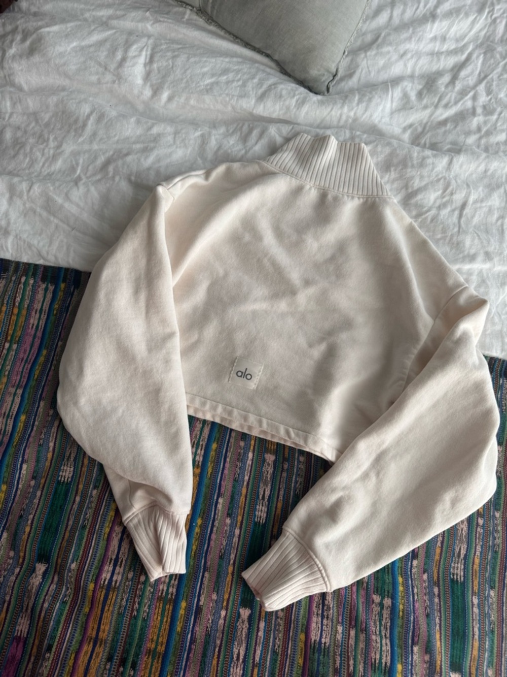 ALO Yoga Cream Cropped Ribbed Turtleneck Sweater - Picture 4 of 5